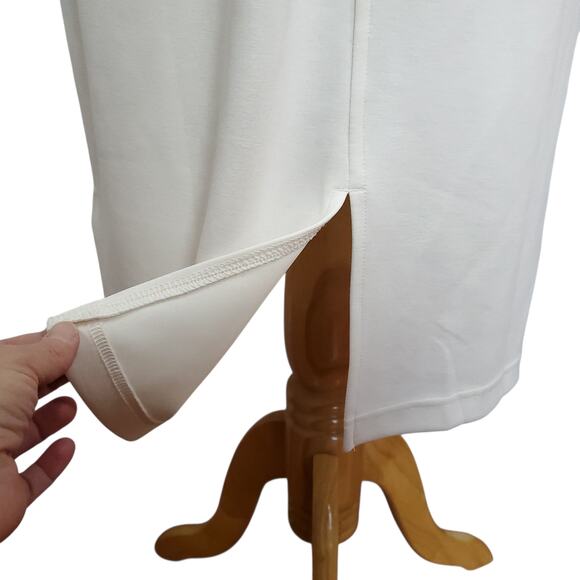 Athleta Seasoft Midi Dress White Drawstring Waist Sleeveless Drapey Size M - Picture 12 of 16